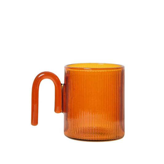 Archer Ribbed Glass Cup - Amber/Amber