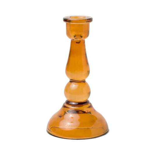 Tall Glass Taper Candle Holder - Amber