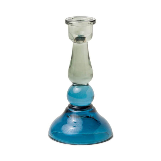 Tall Glass Taper Candle Holder - Blue