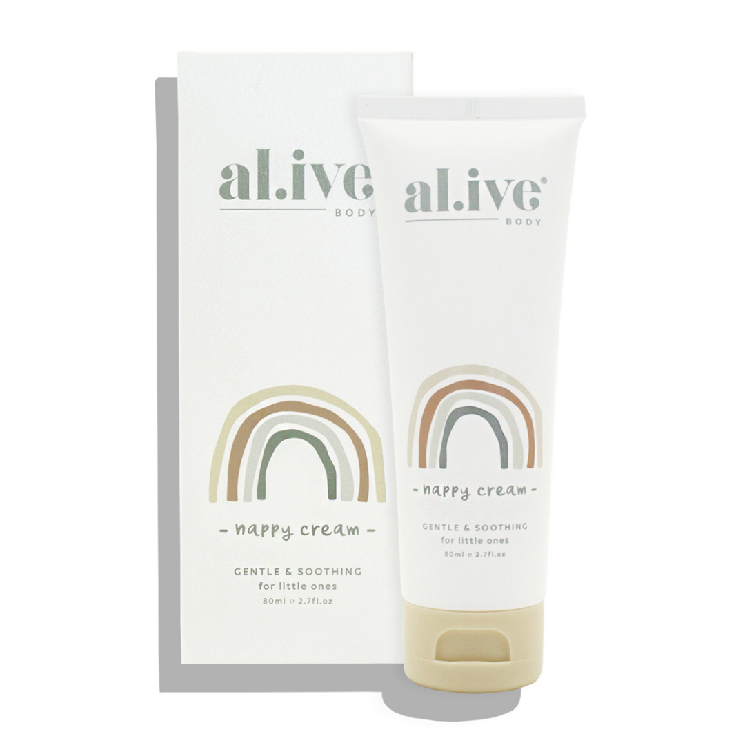 The al.ive body baby Nappy Cream will help you protect and care for your baby’s bottom. Available in store and online at not plain jane Flemington
