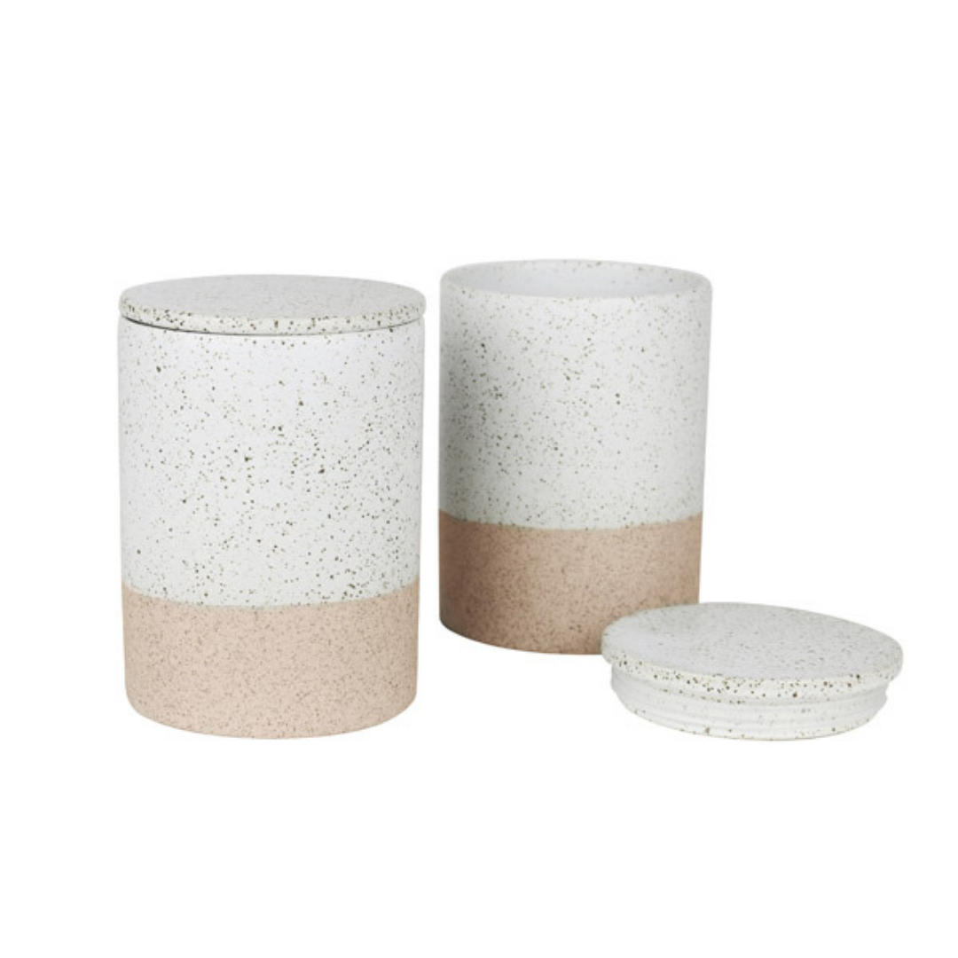 This stoneware canister 2 set from Robert Gordon is so beautiful, you'll want them on show. Made from stoneware with