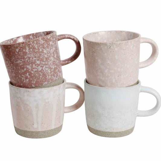The Strata Mug from Robert Gordon in Pink is a set of four, individually hand glazed stoneware mugs.